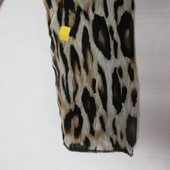 CHICO'S Pleated Elegance Faux Fur Collar Jacket Sz 1 Medium Leopard Animal Print - Picture 11 of 15